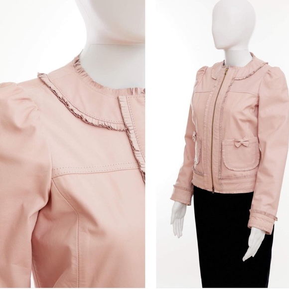 VALENTINO pink leather jacket / approx XS/S - Picture 2 of 8